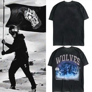 Darc Sport “Above” Wolves Oversized Tee Charcoal Vintage Size L NWT Pump Cover